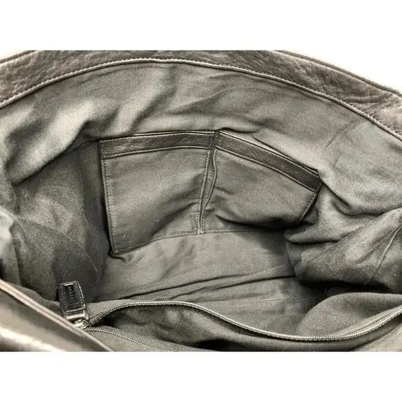 Levenger Black Large Leather Flap Messenger Commuter Bag P81 - Picture 13 of 15